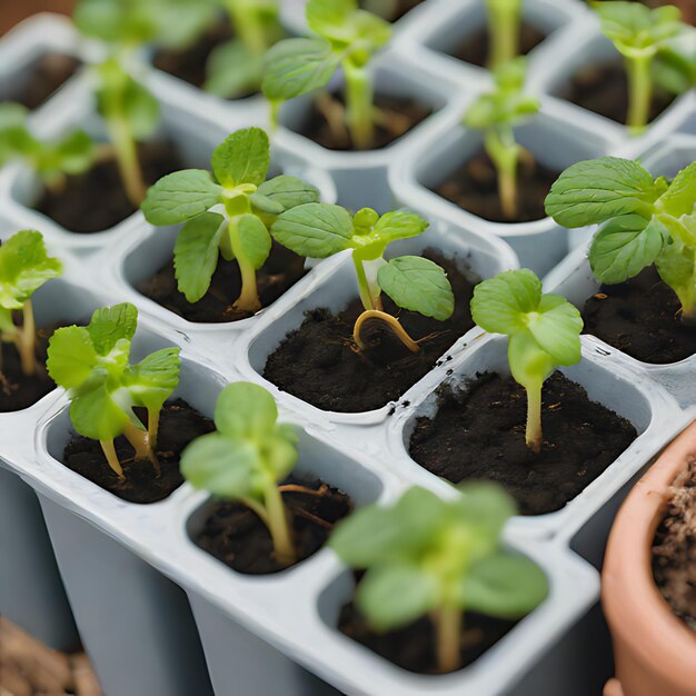 Foto een groep planten met een pot met een plant erin