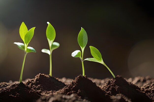 Een groep planten met het woord zaad erop