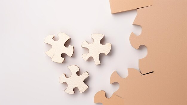 Een groep puzzelstukjes op een witte achtergrond