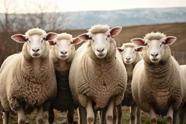 Een groep schapen die buiten staat Generatieve AI