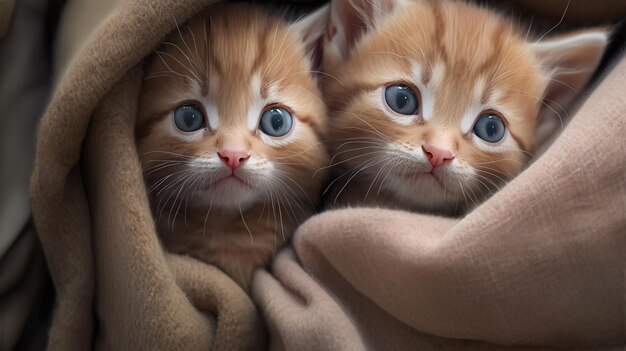 Foto een groep schattige kittens die elkaar knuffelen.