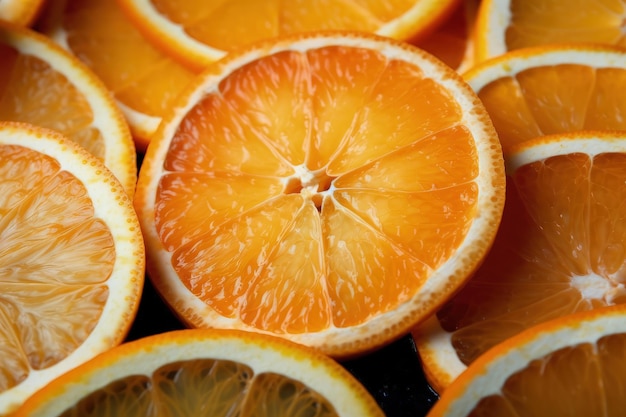 Een groep sinaasappelen die door generatieve AI in tweeën is gesneden