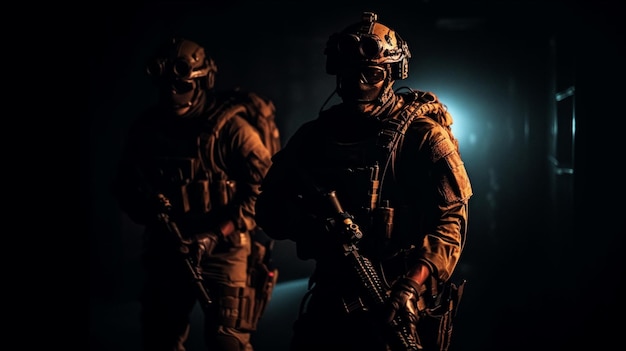 Een groep soldaten in een donkere kamer met de woorden 'call of duty' op de voorkant.