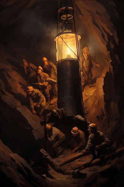 Een groep soldaten is op een platform in een grot.