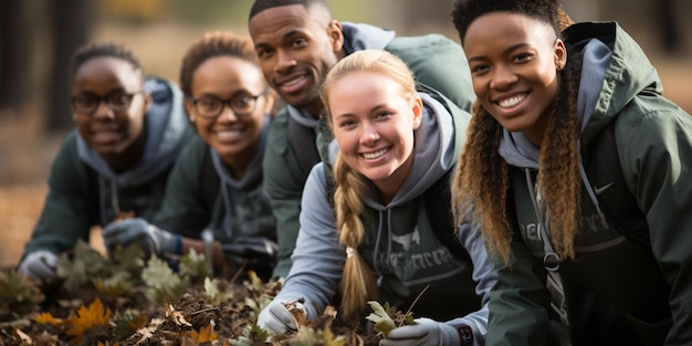 Foto een groep studenten die deelnemen aan behang