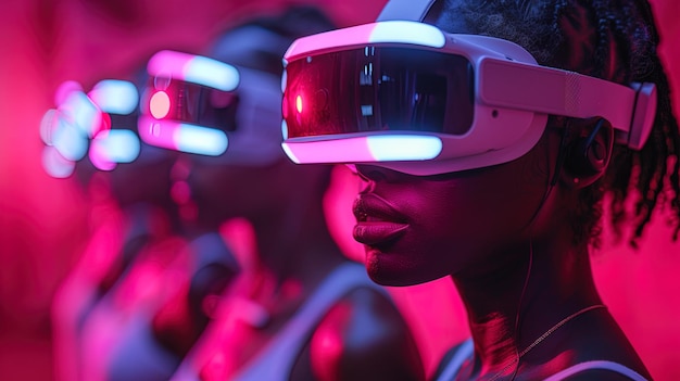 Een groep studenten die virtual reality-headsets dragen en deelnemen aan een immersief educatief