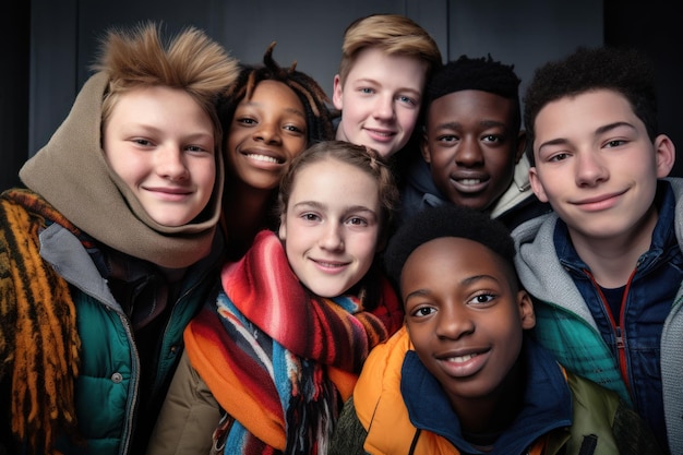 Foto een groep studenten van alle leeftijden die de schoonheid van de menselijke diversiteit omarmen