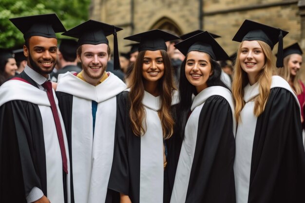 Een groep universiteitsstudenten bij het afstuderen gemaakt met generatieve ai