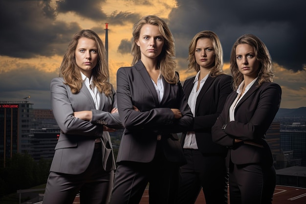 Een groep van drie vrouwen die naast elkaar staan.