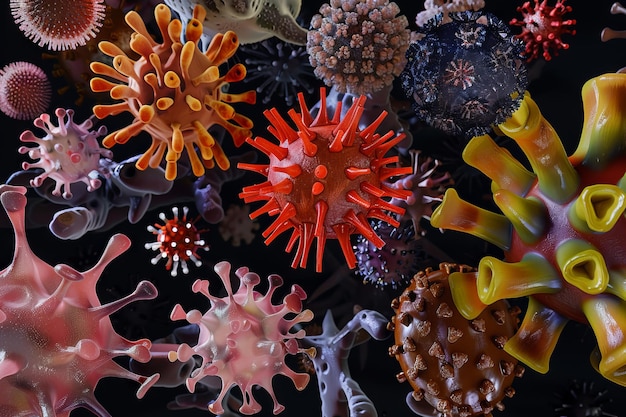 Een groep van verschillende gekleurde bacteriën