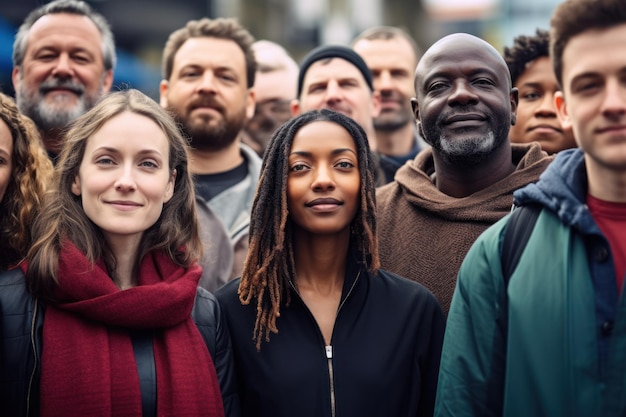 Foto een groep van verschillende mensen die protesteert tegen onrechtvaardigheid of ongelijkheid