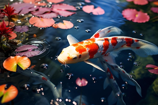 Foto een groep vissen die in het water zwemmen