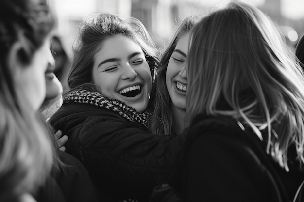 Foto een groep vrouwen die naast elkaar staan