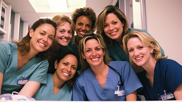 een groep vrouwen die poseren voor een foto met de naam brunch aan de rechterkant