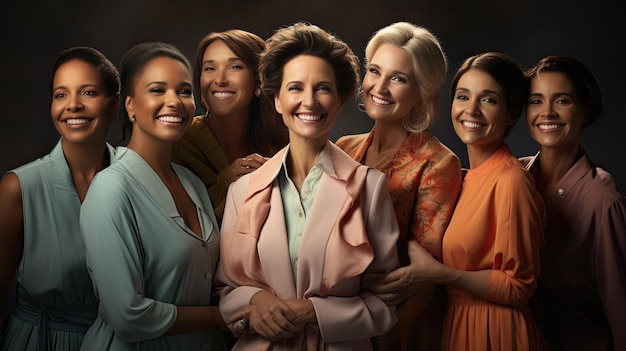 Een groep vrouwen die samen staan voor een foto