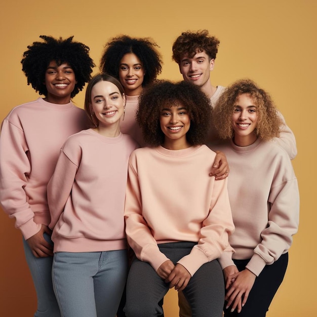 Een groep vrouwen poseert voor een foto met de woorden "ik ben een."