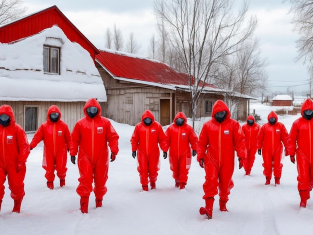 Een groep wetenschappers op het gebied van rode chemische bescherming