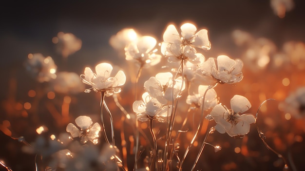 Een groep witte bloemen.