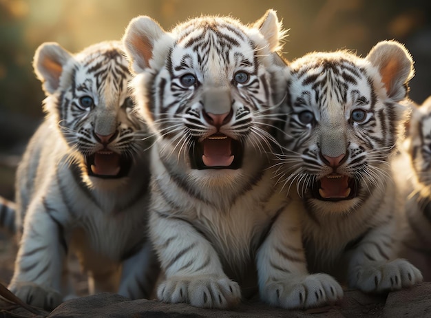 Foto een groep witte tijgerkatjes