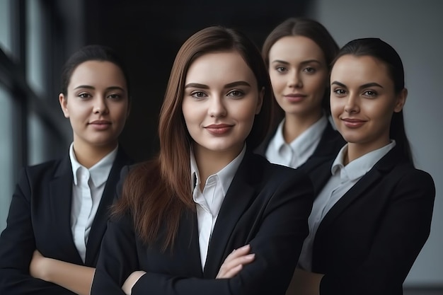 Een groep zakenvrouwen zelfverzekerd portret poseren niet echte personen Generatieve Ai