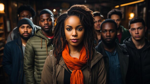 Foto een groep zwarte afrikanen die in een kamer staan.