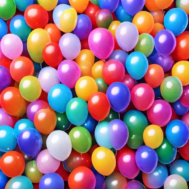 Foto een groot aantal kleurrijke ballonnen in een grote stapel