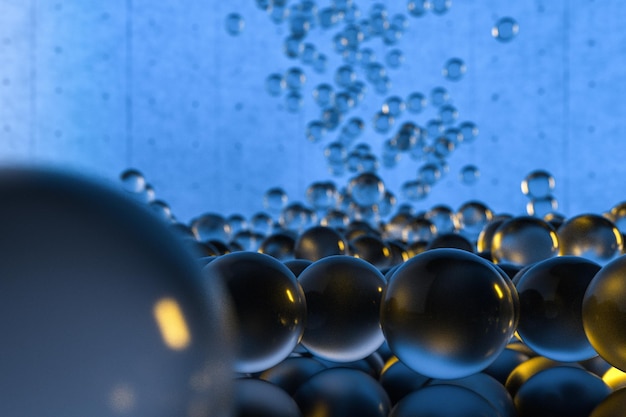 Een groot aantal transparante bollen naast elkaar 3D-rendering