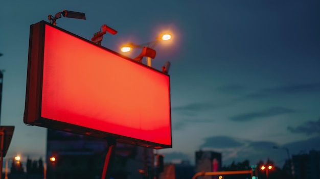 Een groot billboard op de achtergrond van nachtverlichting lampen Generatieve AI