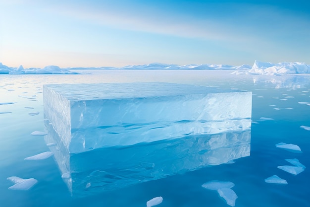 een groot blok ijs in de Antarctische Oceaan met een klein oppervlak dat zichtbaar is vanaf het oppervlak