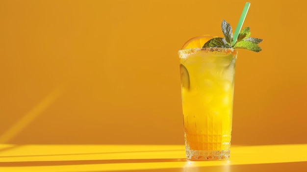 Een groot glas limonade met muntscherf