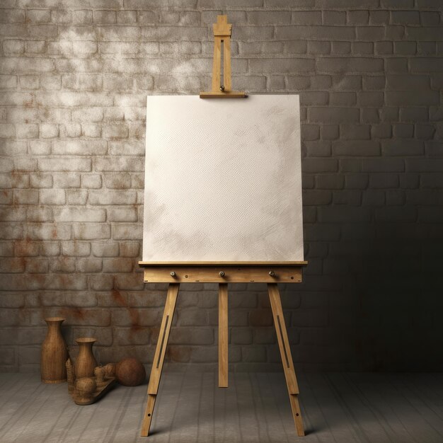 Een groot wit vel papier op een easel