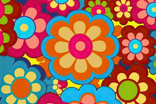 Een groovy flower power-patroon Generatieve AI