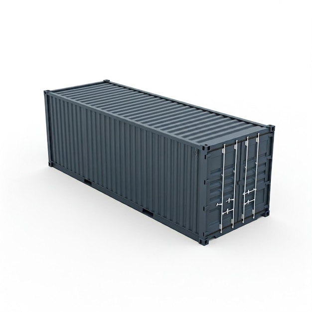 een grote container met een blauwe blikje waarop staat verzending aan de zijkant