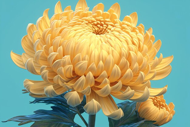 een grote gele bloem met de bovenste helft ervanAutumn chrysanthemum illustratie traditionele herfst