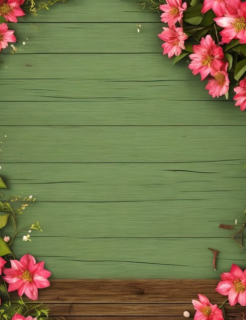 Een grote houten achtergrond met bloemen