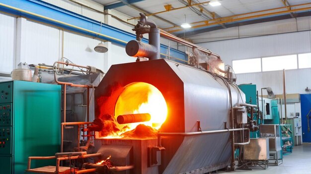 Foto een grote metalen oven in een groot gebouw