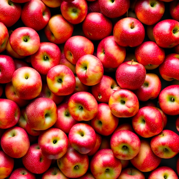 Een grote stapel appels met onderaan het woord appel.