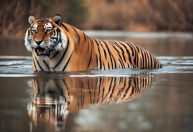 een grote tijger in de rivier