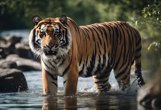 een grote tijger in de rivier