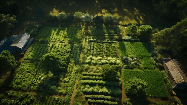 een grote tuin met veel bomen