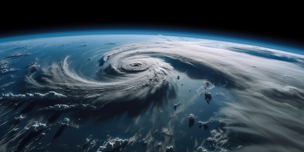 Een grote tyfoon of cycloon in de atmosfeer van de aarde