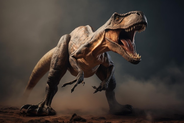 Een grote tyrannosaurus dinosaurus met een open mond