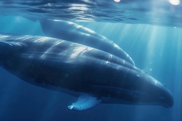 Een grote walvisfoto zwemmende zee natuur