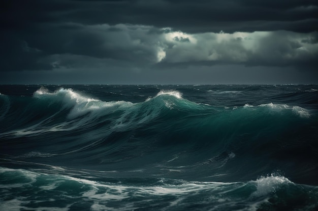 een grote watermassa met golven onder een bewolkte hemel