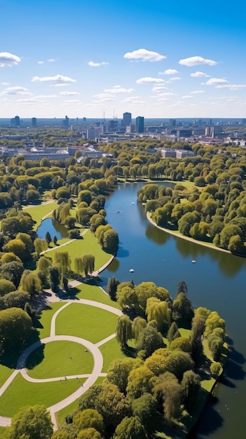 een grote watermassa omringd door bomen