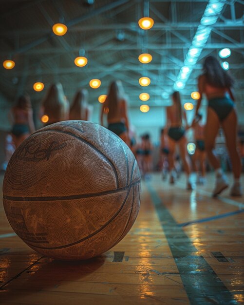 Foto een gymzaal met studenten die dodgebal spelen