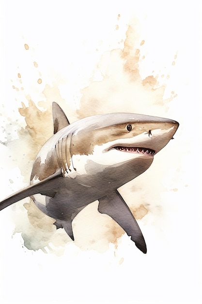 Een haai met een witte mond en tanden die tanden laten zien.
