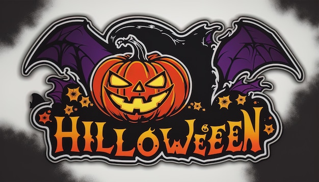 Een Halloween eng pompoen schedel sticker ontwerp