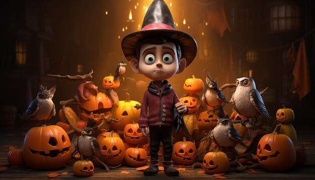 Een Halloween personage als een Pixar personage Epic detail Cinematic