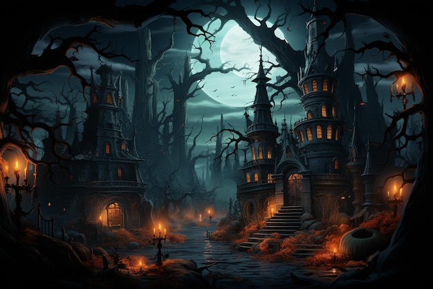 Foto een halloween vector achtergrond halloween nacht generatieve ai